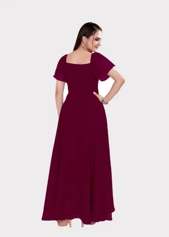 Midnight Affair Square Neck Georgette Gown