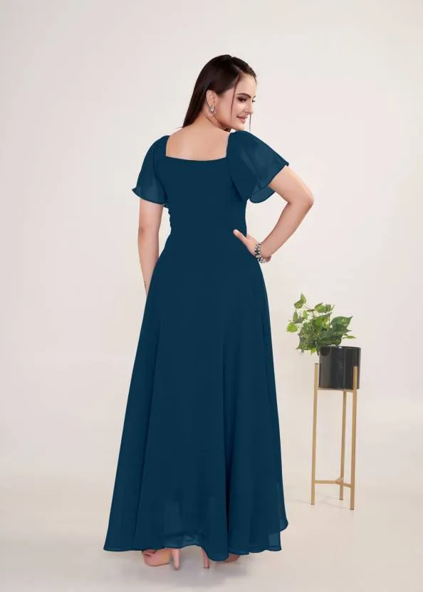 Midnight Affair Square Neck Georgette Gown