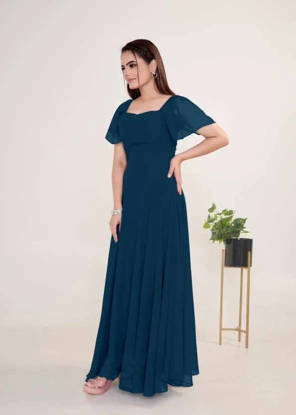 Midnight Affair Square Neck Georgette Gown
