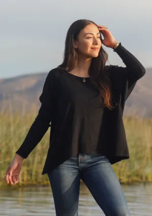 Mixed Knit Long Sleeve Pullover Sweater