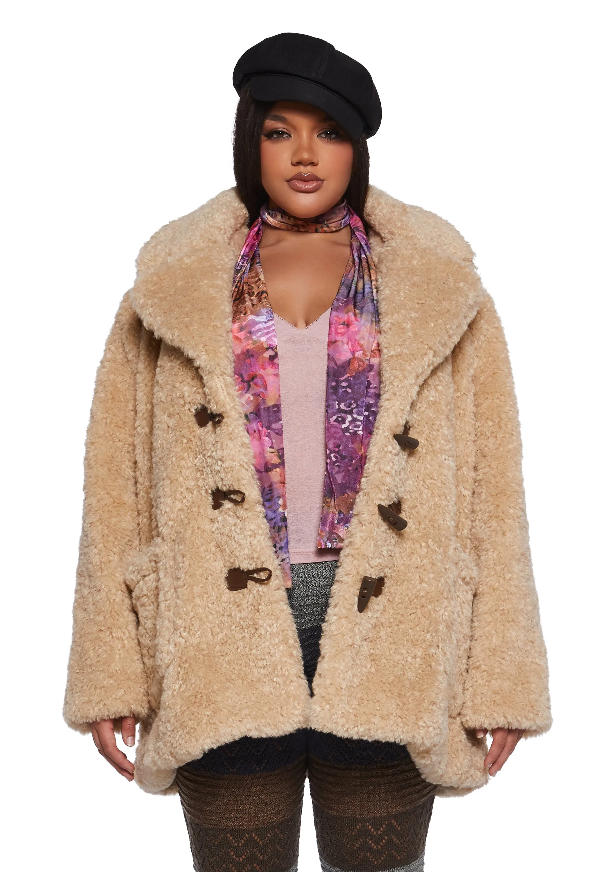 Plus Garage Band Sherpa Cropped Coat