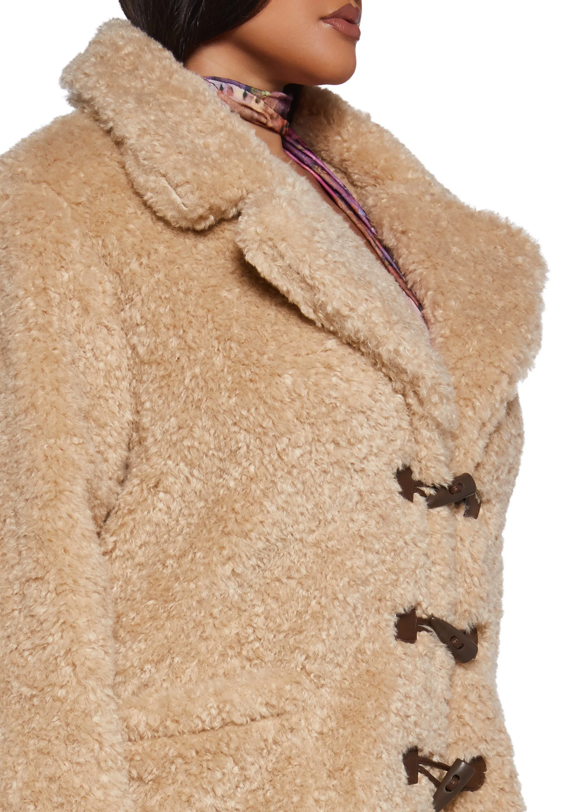 Plus Garage Band Sherpa Cropped Coat