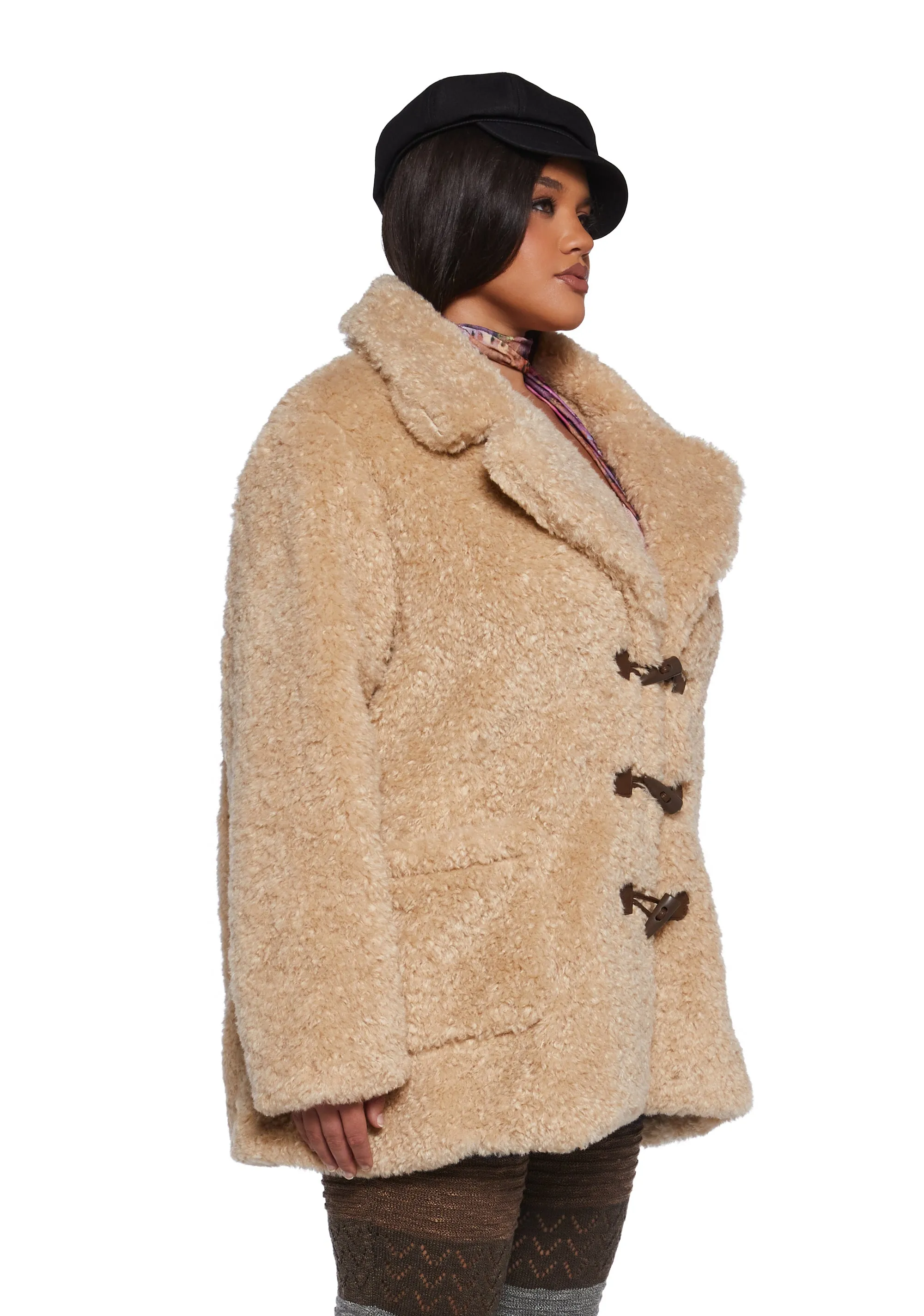 Plus Garage Band Sherpa Cropped Coat