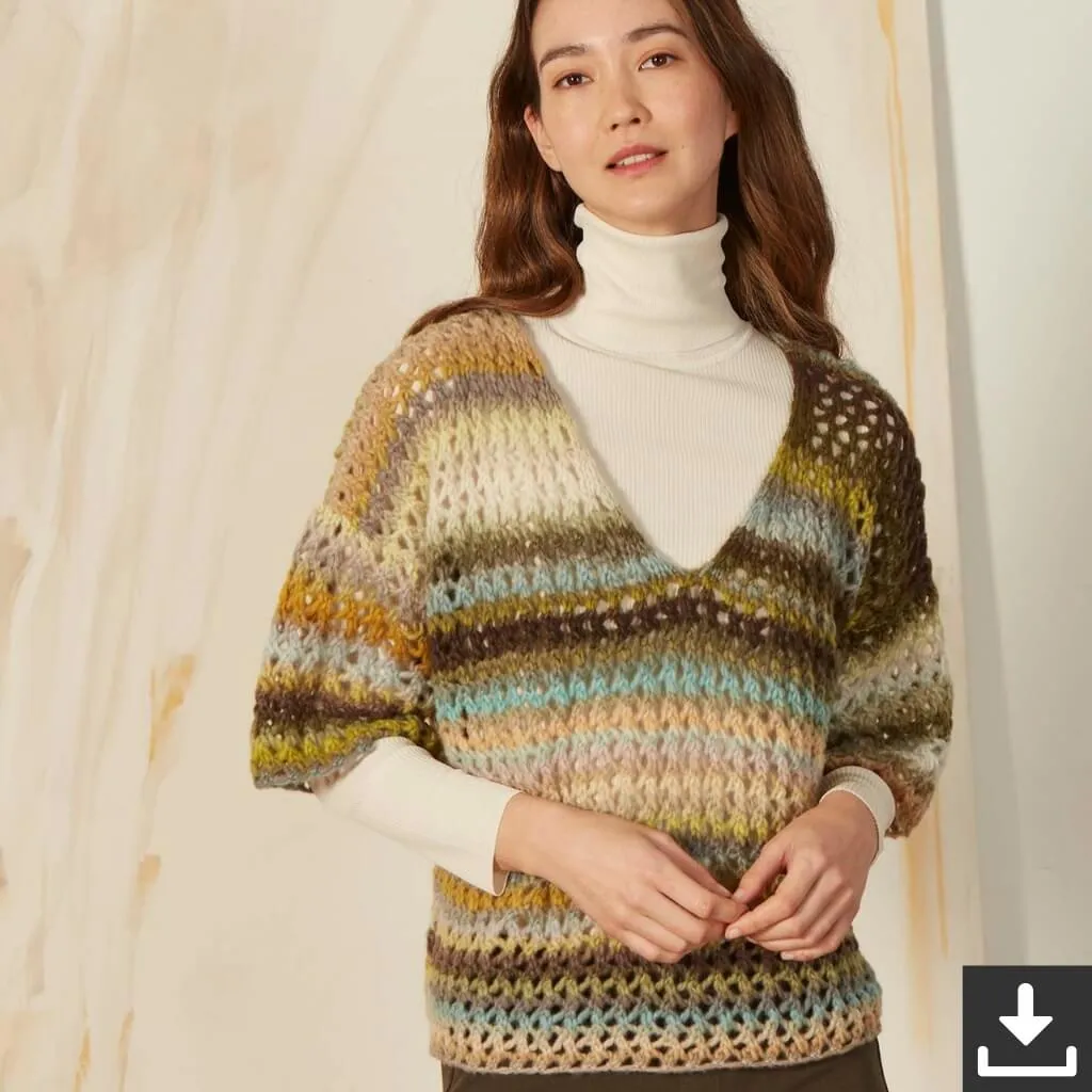 Pullover mit Hexentreppenmuster Strickset - Lang Yarns (PDF)