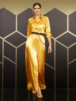 Sateen Maxi Shirtdress