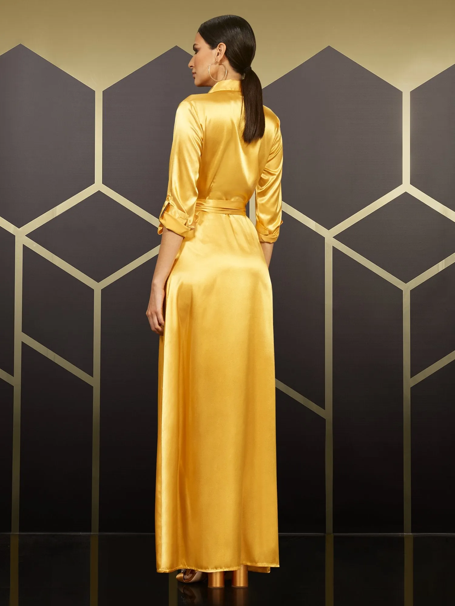 Sateen Maxi Shirtdress