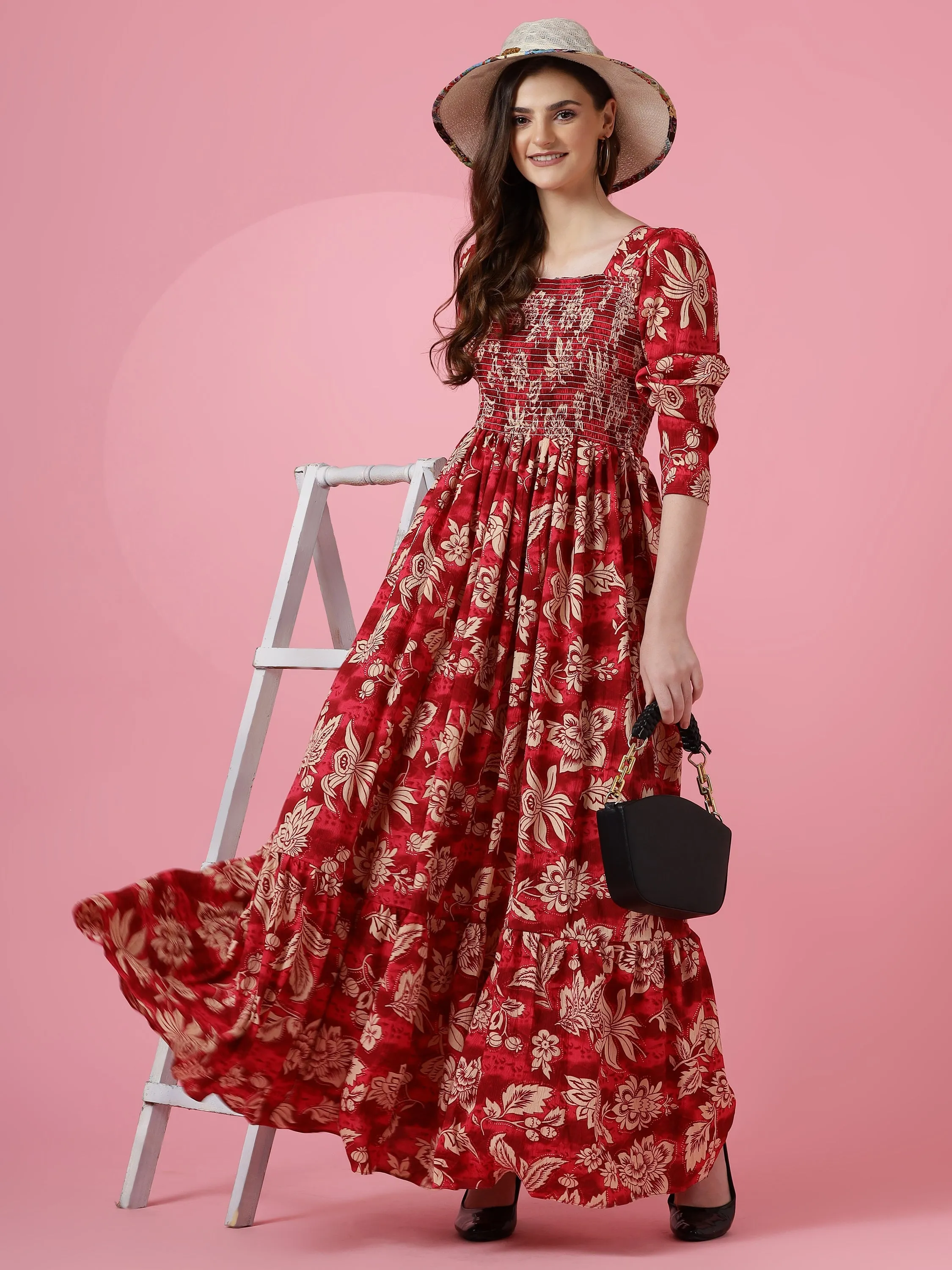 Scarlet Bloom Maxi Dress