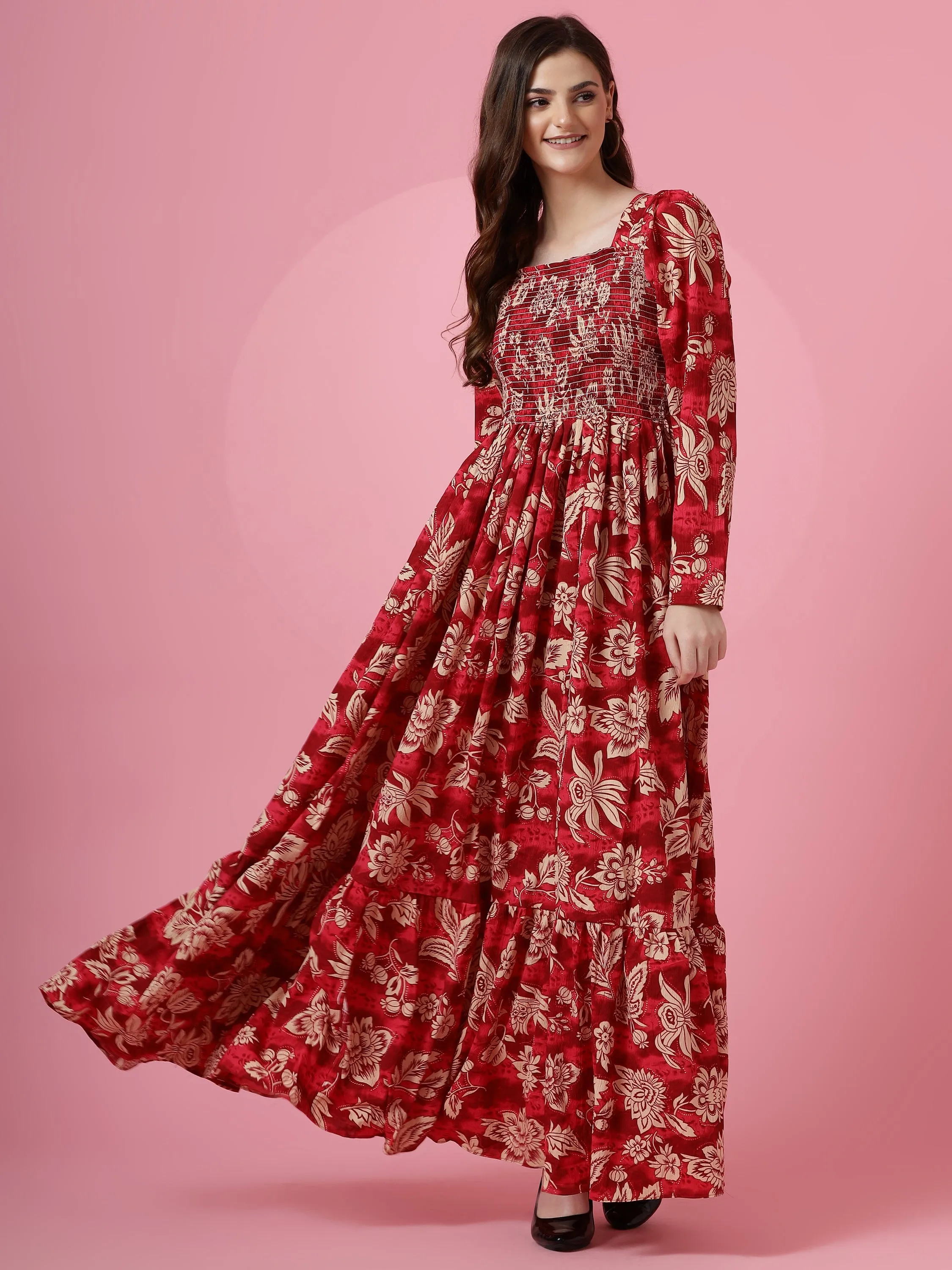 Scarlet Bloom Maxi Dress