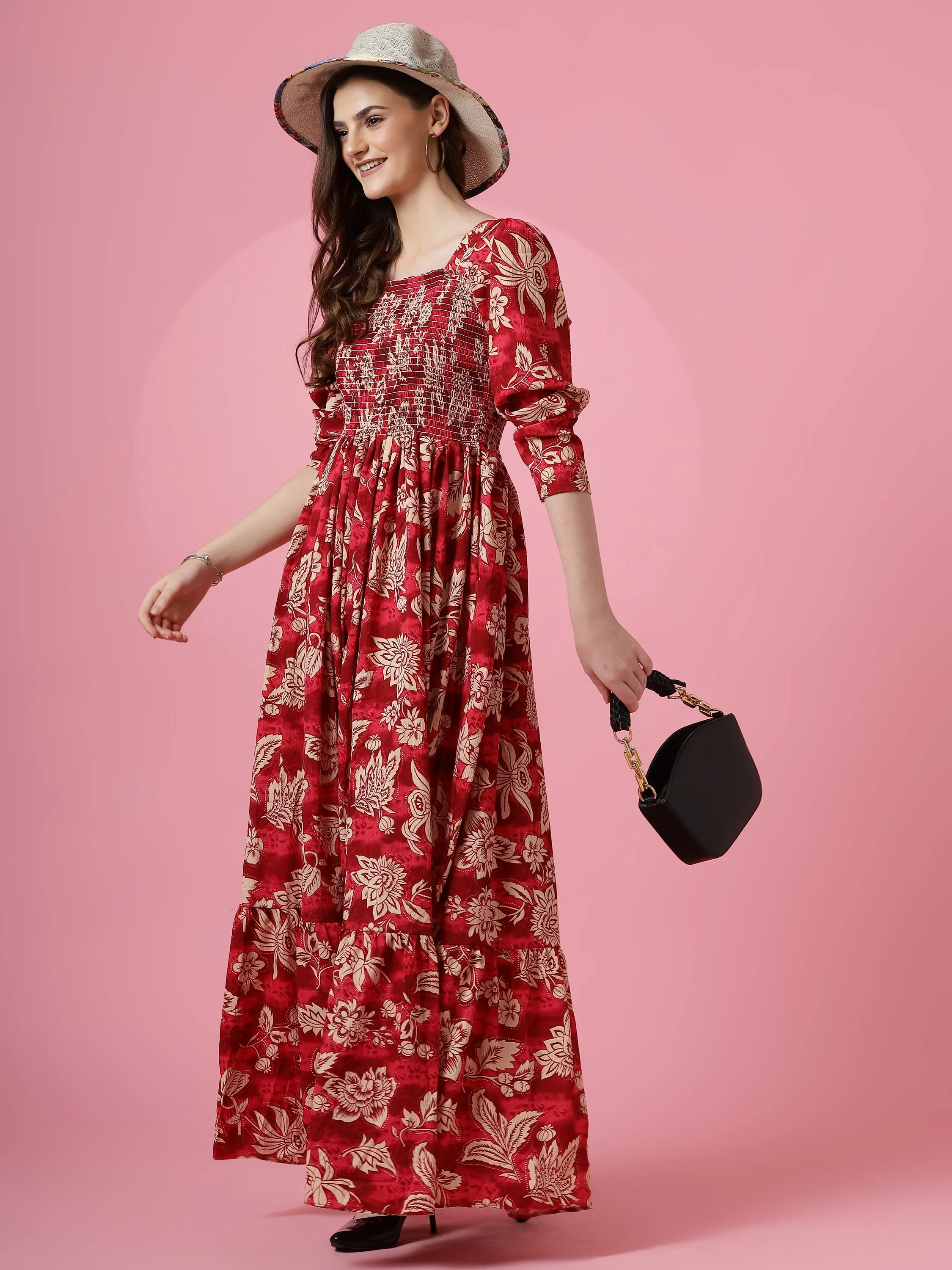 Scarlet Bloom Maxi Dress