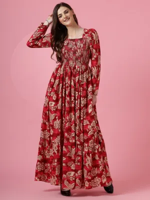 Scarlet Bloom Maxi Dress
