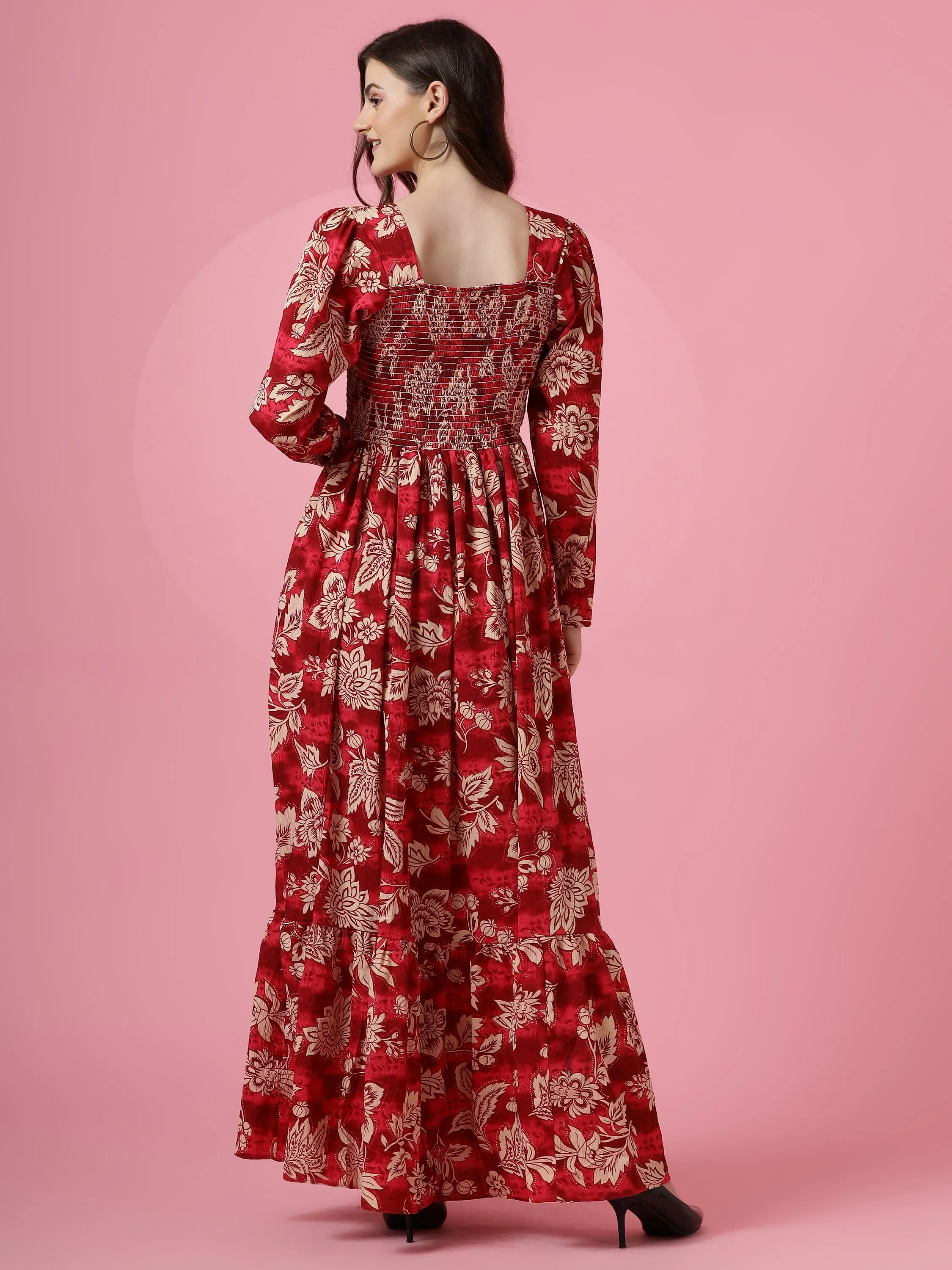 Scarlet Bloom Maxi Dress