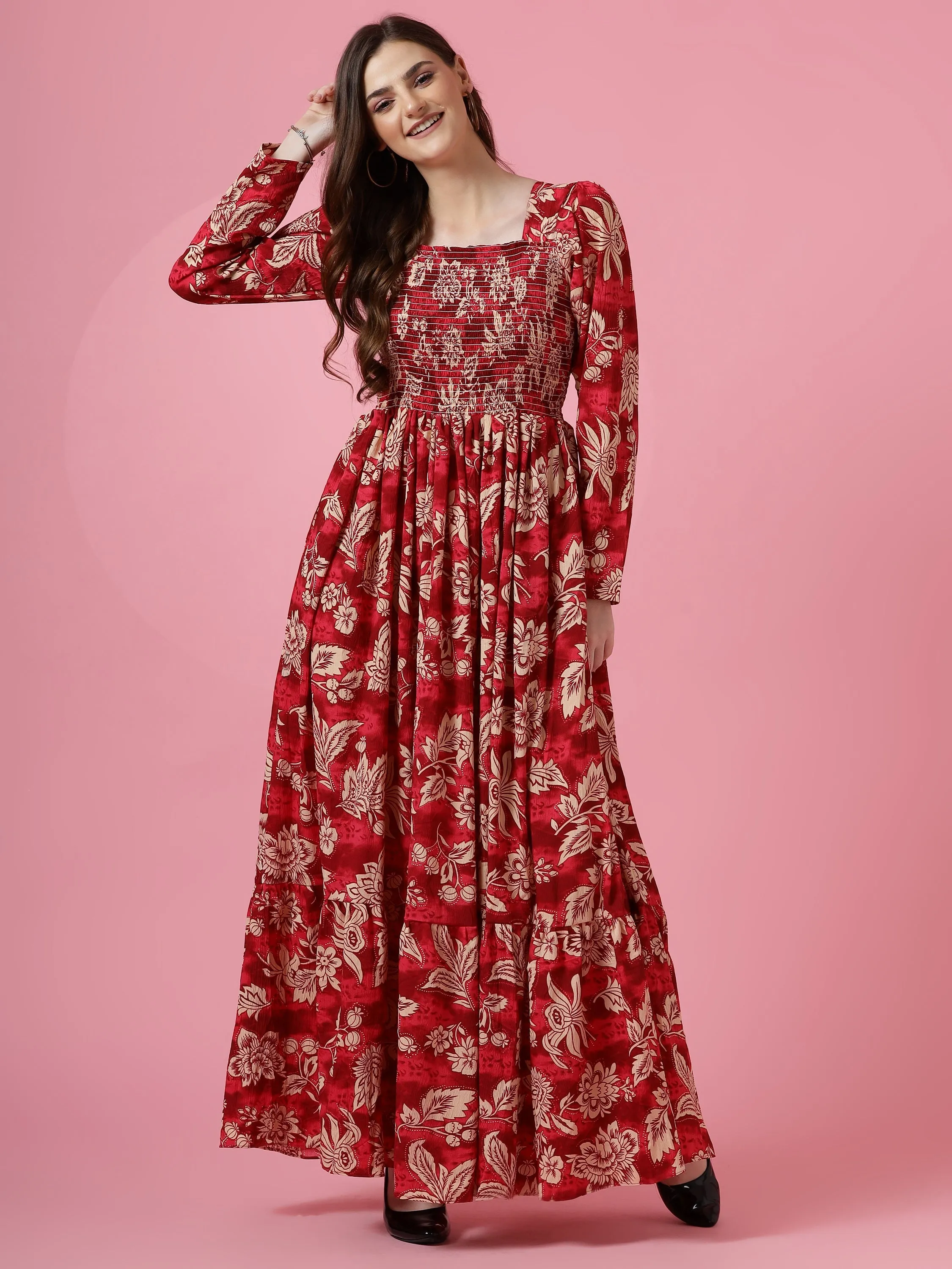 Scarlet Bloom Maxi Dress