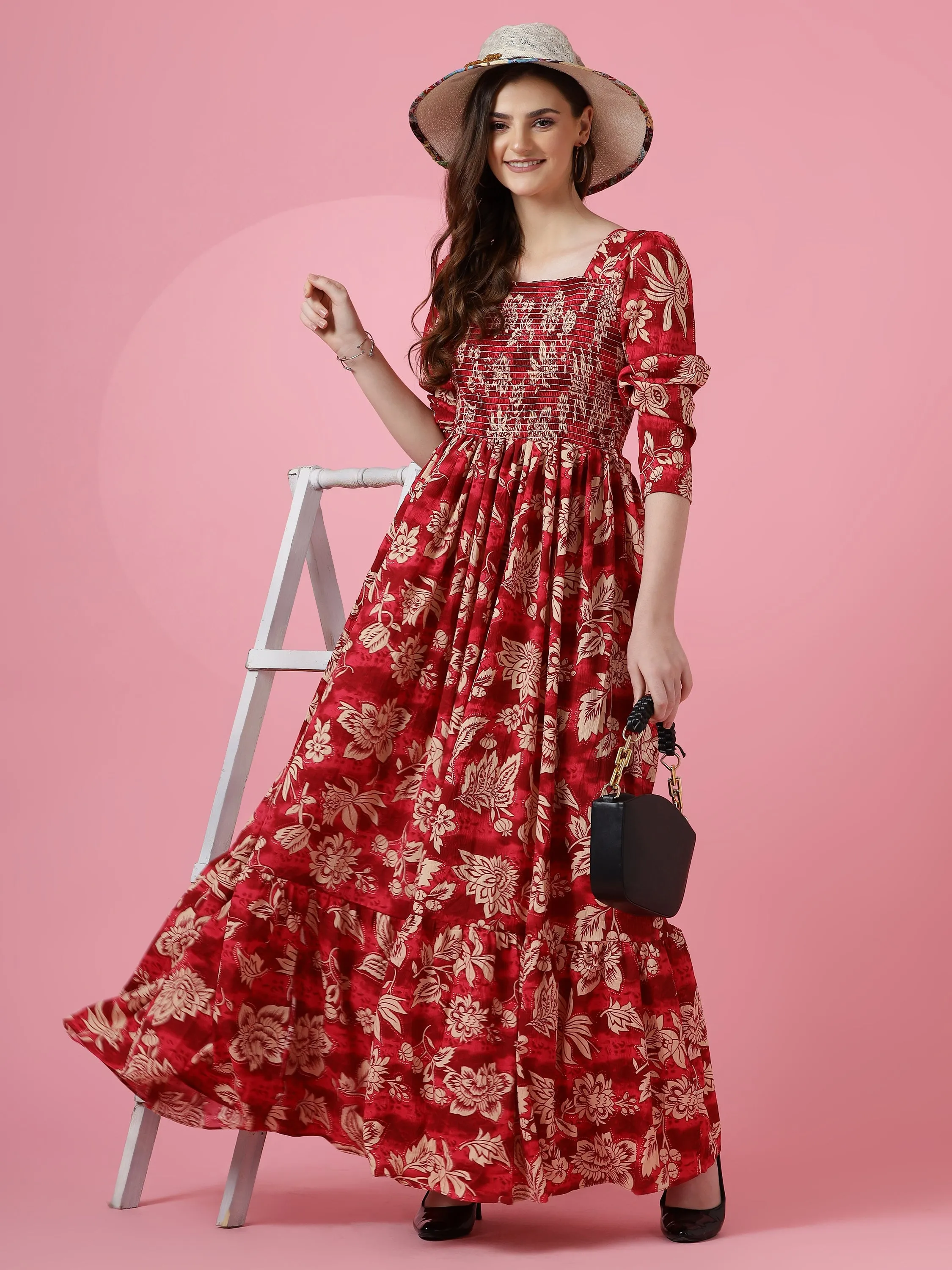 Scarlet Bloom Maxi Dress