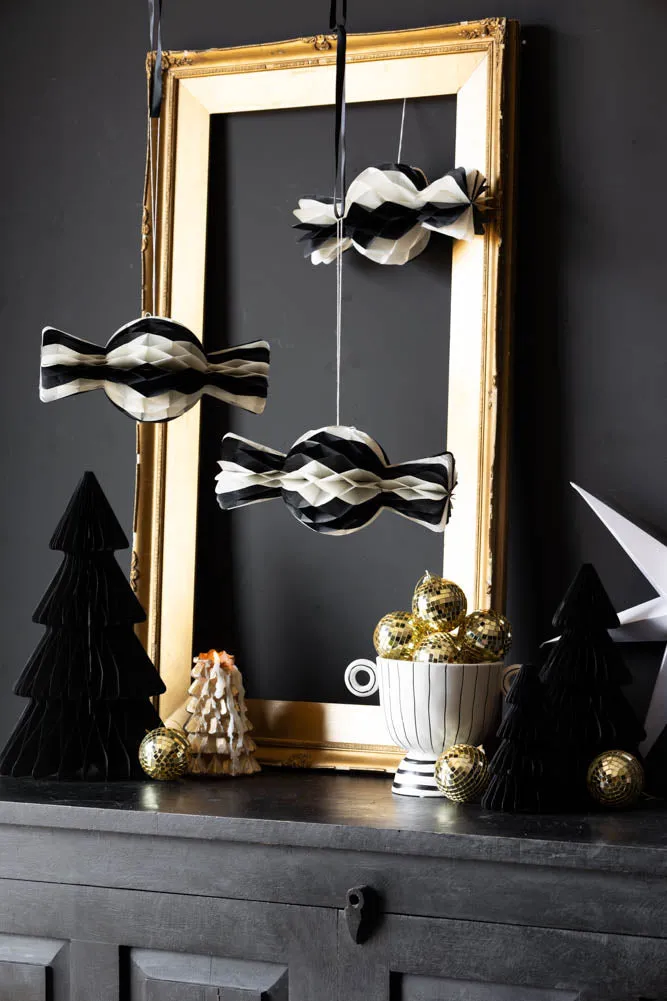 Set Of 3 Black & White Honeycomb Sweets