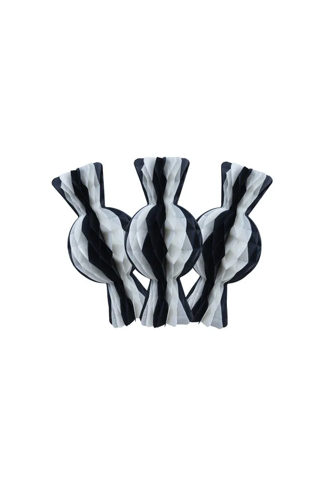 Set Of 3 Black & White Honeycomb Sweets