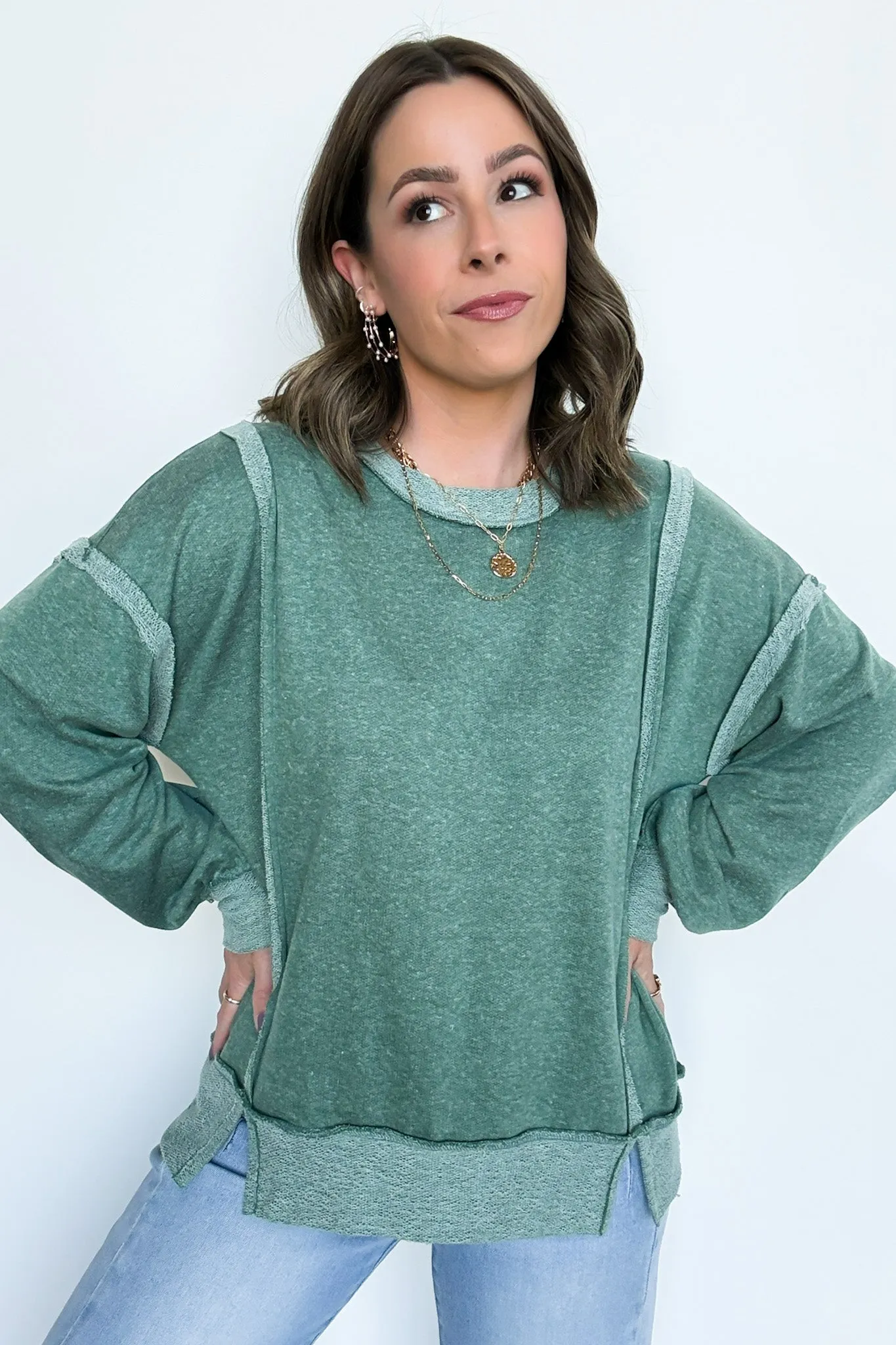 Taking Notes Exposed Seam Relaxed Sweatshirt