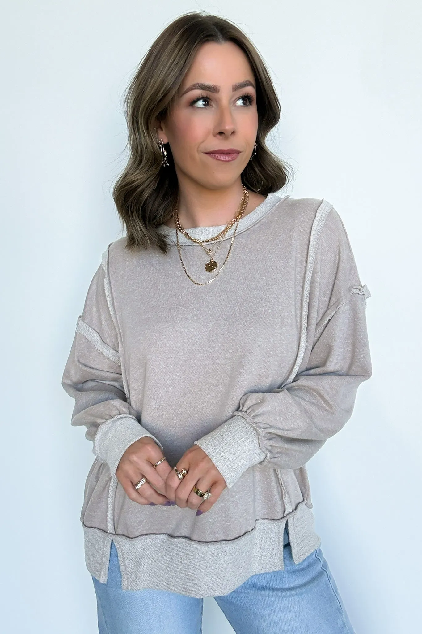 Taking Notes Exposed Seam Relaxed Sweatshirt