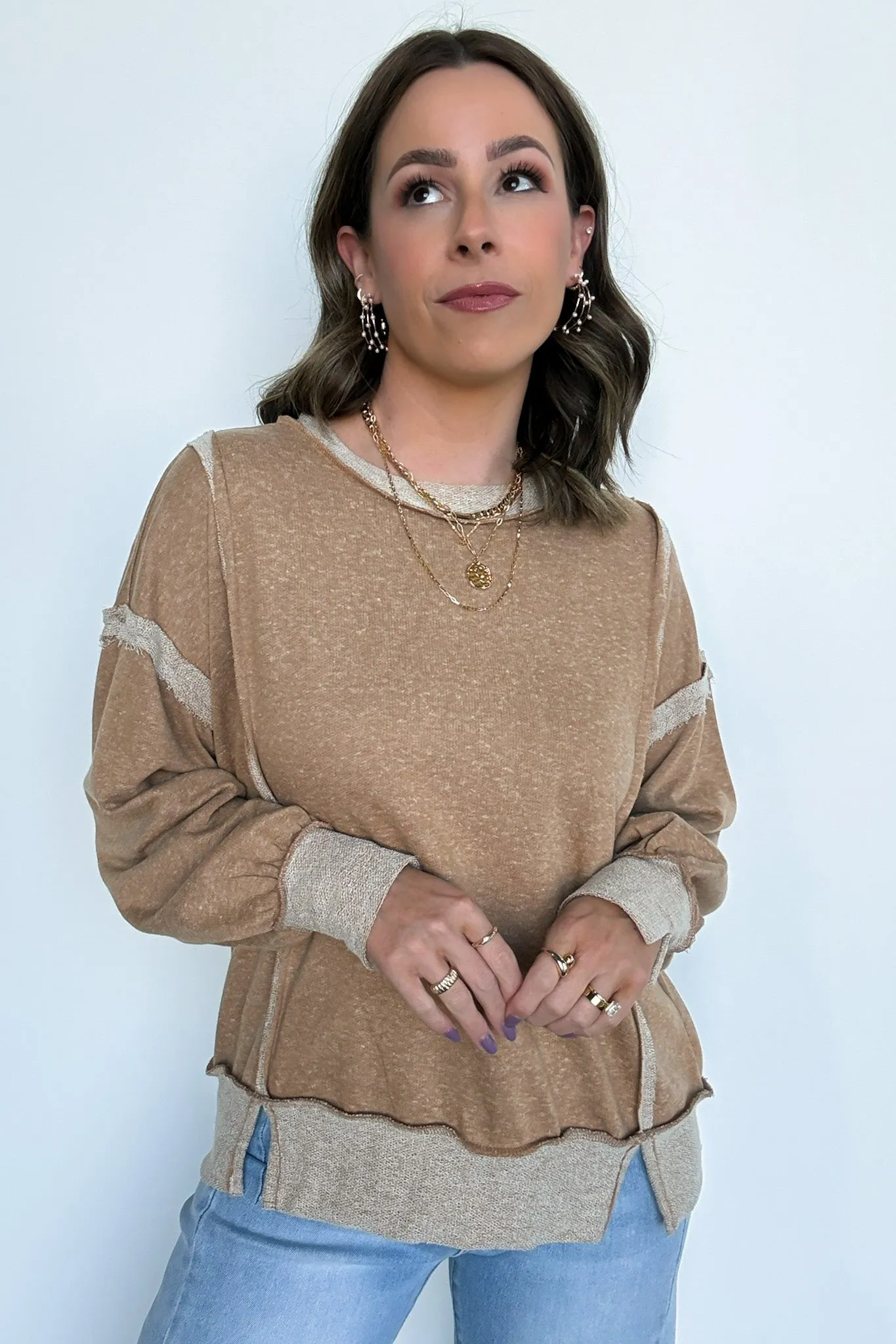 Taking Notes Exposed Seam Relaxed Sweatshirt