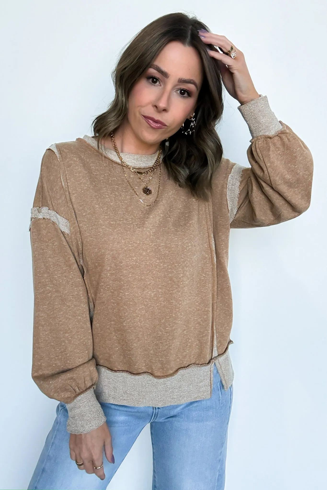 Taking Notes Exposed Seam Relaxed Sweatshirt