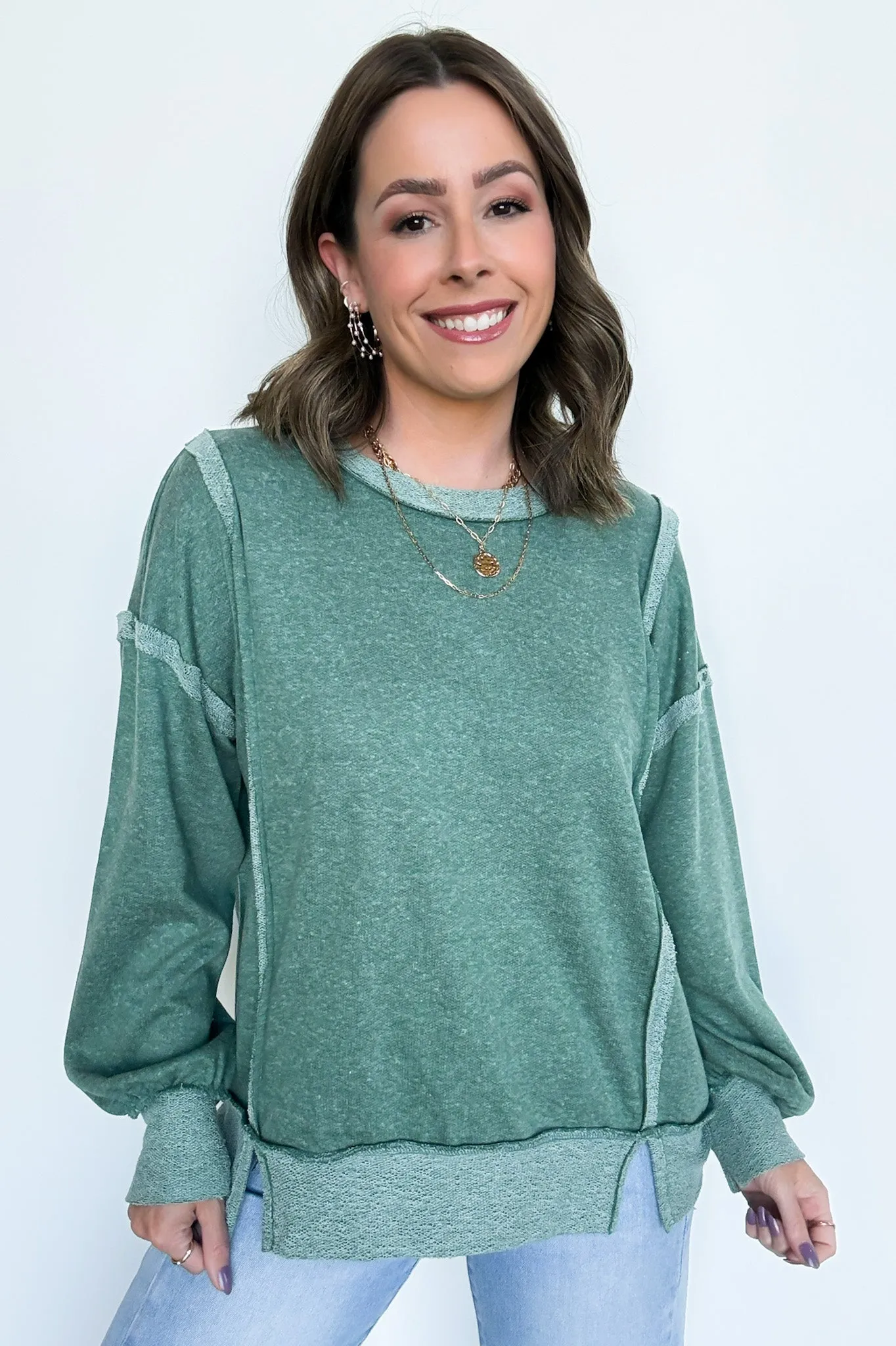 Taking Notes Exposed Seam Relaxed Sweatshirt