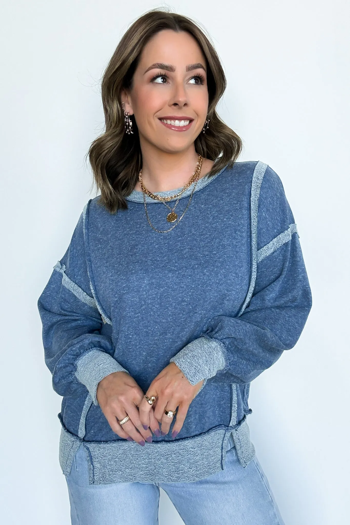 Taking Notes Exposed Seam Relaxed Sweatshirt