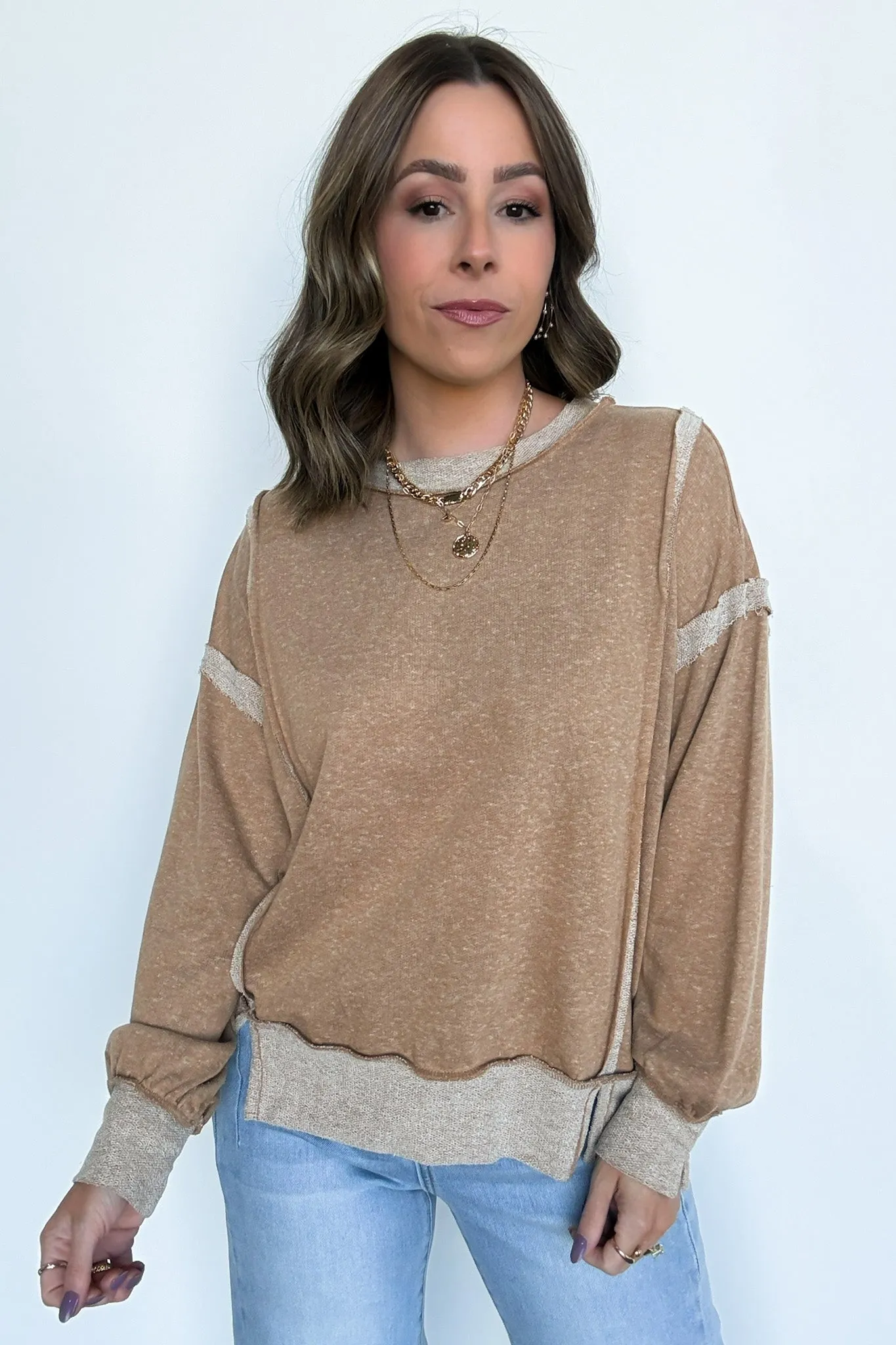 Taking Notes Exposed Seam Relaxed Sweatshirt
