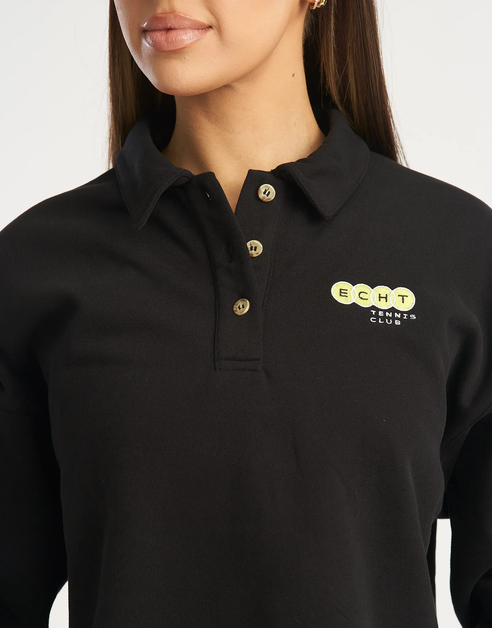 Tennis Polo Pullover - Black