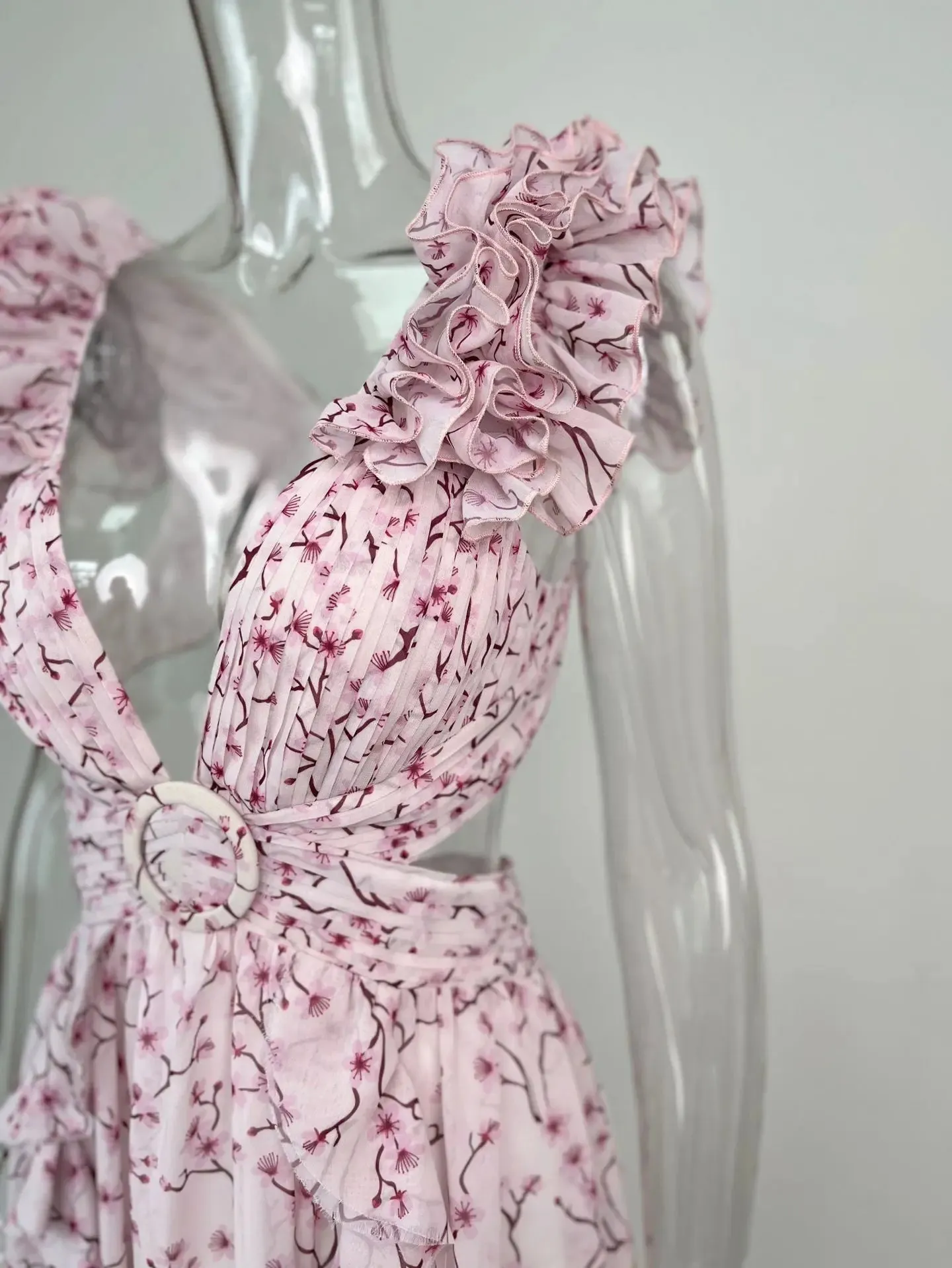 Valentina Cut Out Ruffle Floral Dress