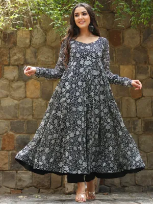 Vibrant Blossom Georgette Gown Dress