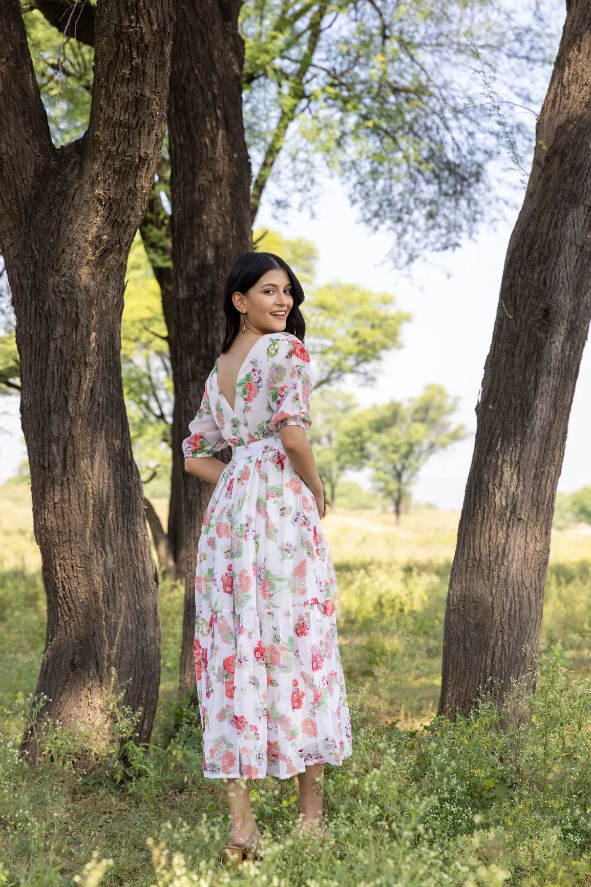WHITE LAYERED MAXI
