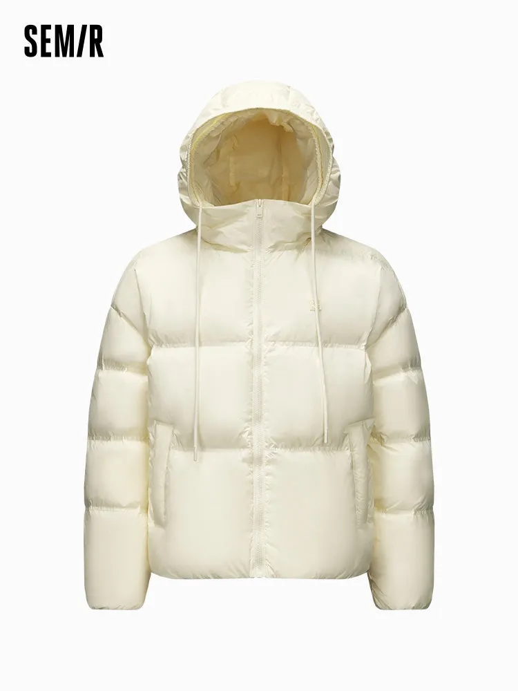 Women's milk white short regular down jacket