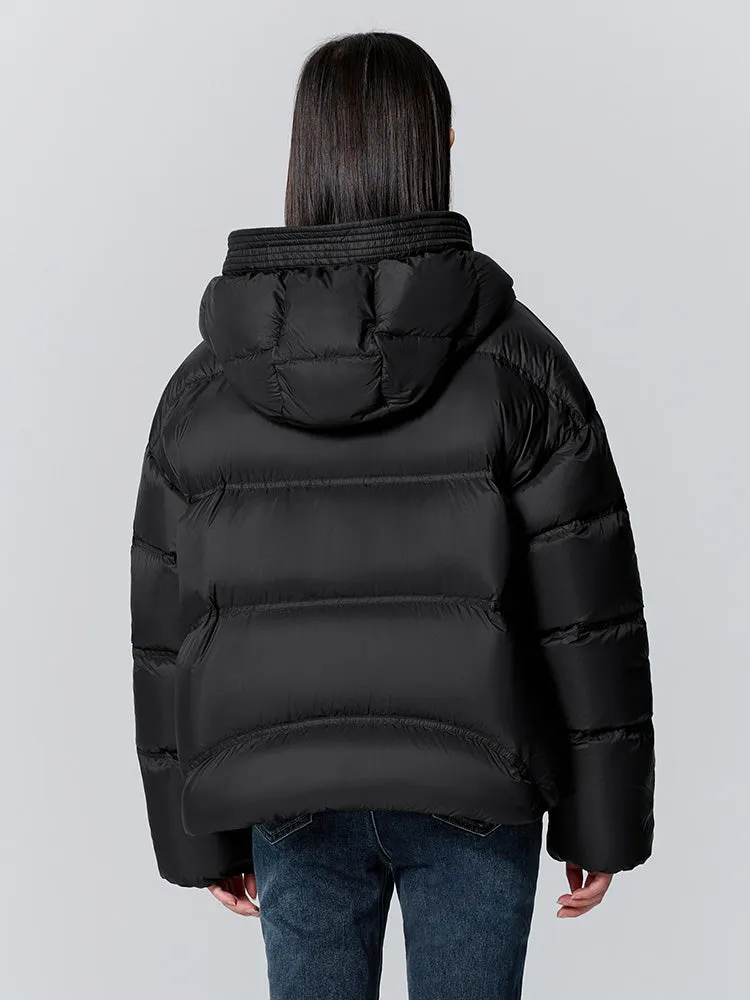 Women's milk white short regular down jacket