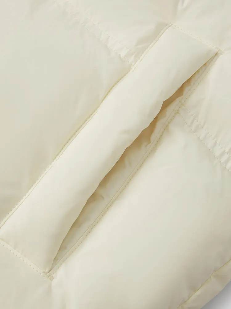 Women's milk white short regular down jacket
