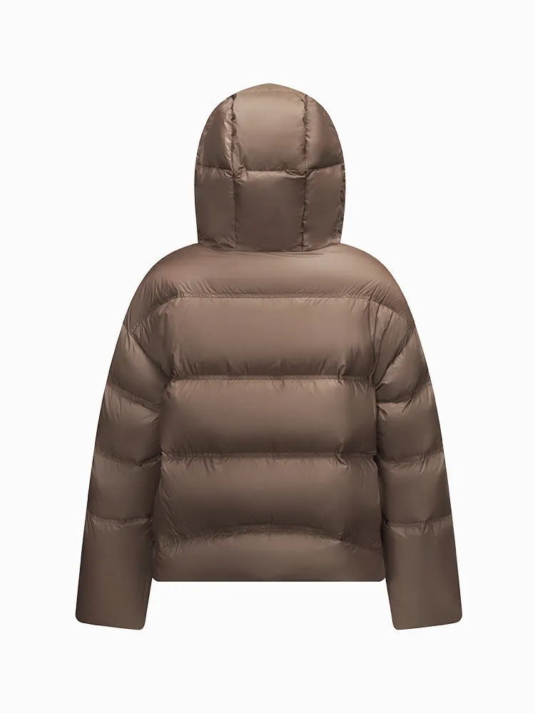 Women's milk white short regular down jacket