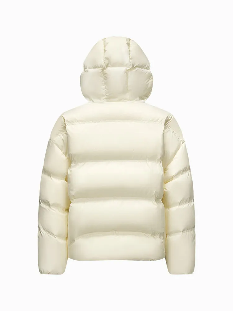 Women's milk white short regular down jacket