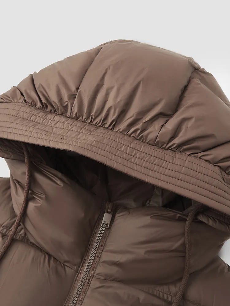 Women's milk white short regular down jacket