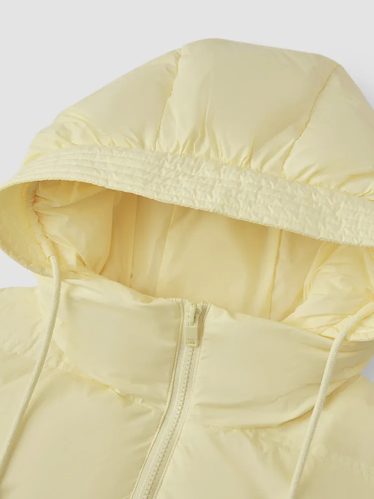 Women's milk white short regular down jacket