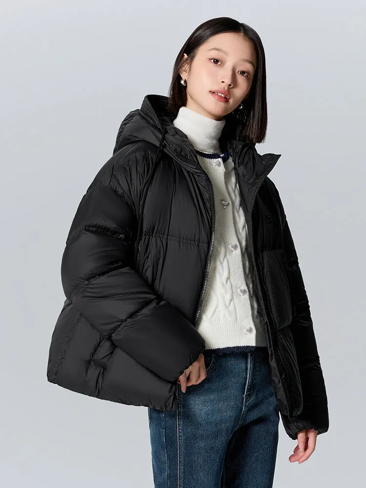 Women's milk white short regular down jacket