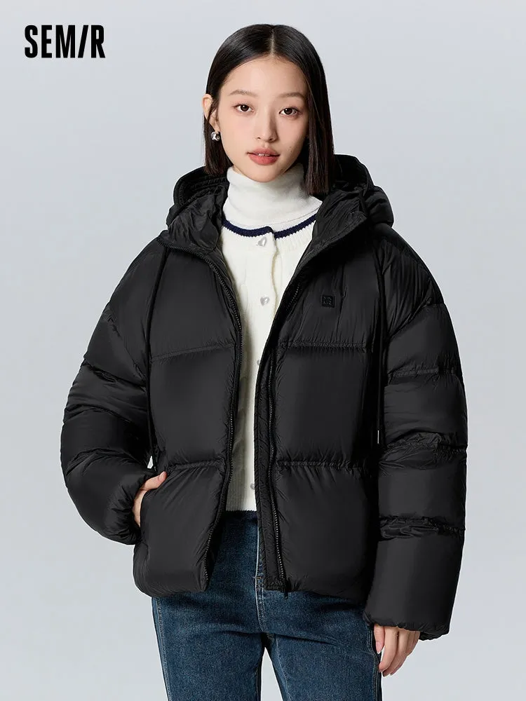 Women's milk white short regular down jacket