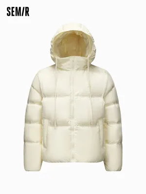 Women's milk white short regular down jacket