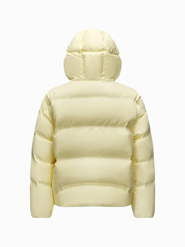 Women's milk white short regular down jacket