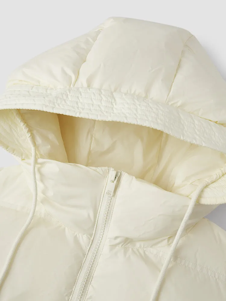 Women's milk white short regular down jacket